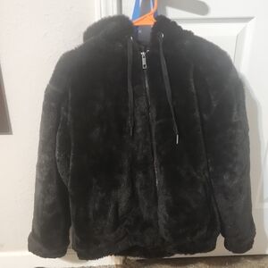 Women's Faux Fur Warm Black Jacket